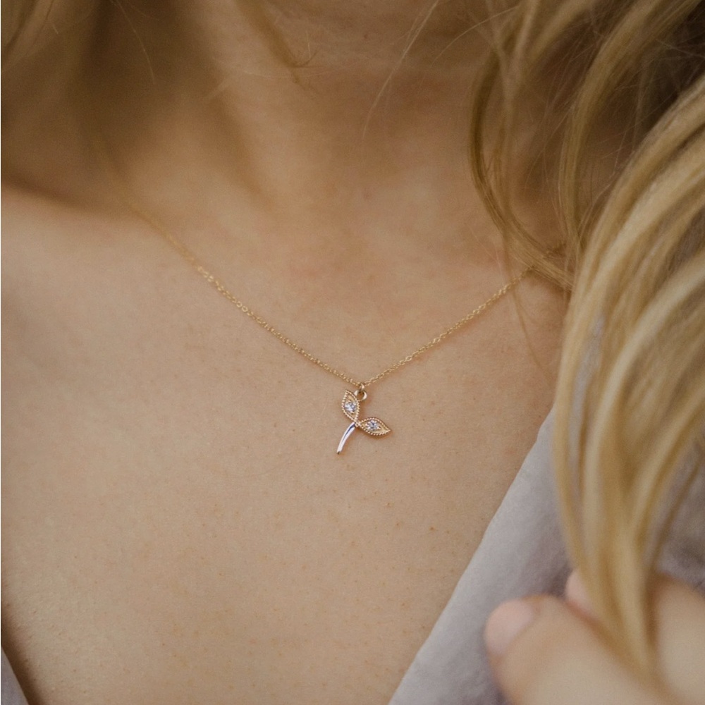 Bluboho 14k gold Seedling Necklace with Diamonds (discontinued)